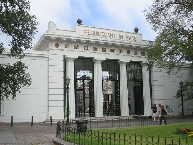 Entrance to Buenos Aires Cemetary , Resting place of Eva Peron