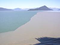 Glacier water meeting salt water