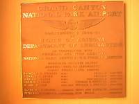 Plaque at Grand Canyon National Park Airport